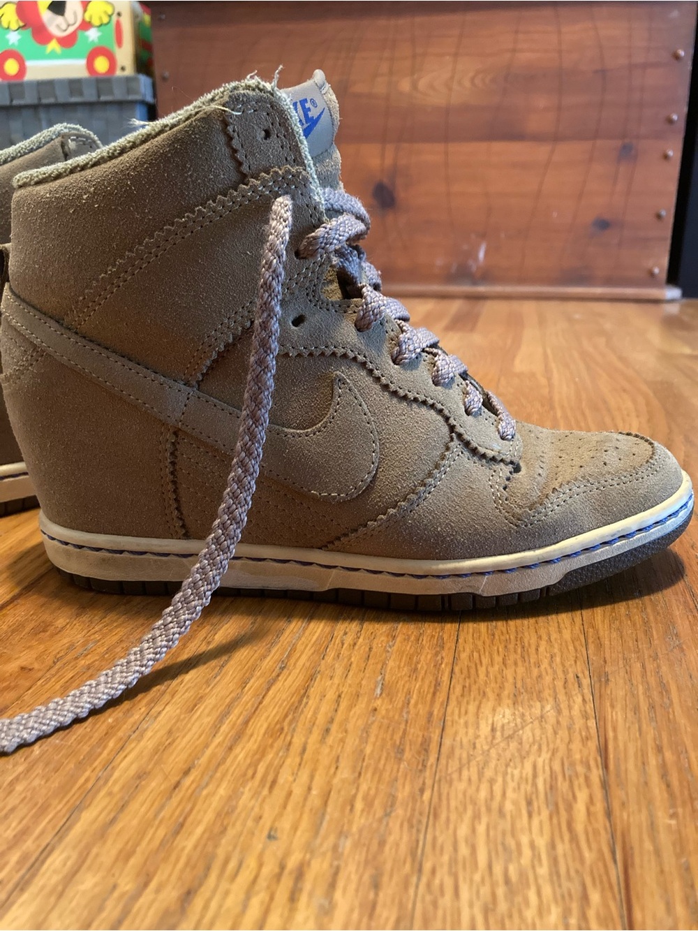 Nike Women’s Dunks Taupe Suede High-Top Wedge Sneaker